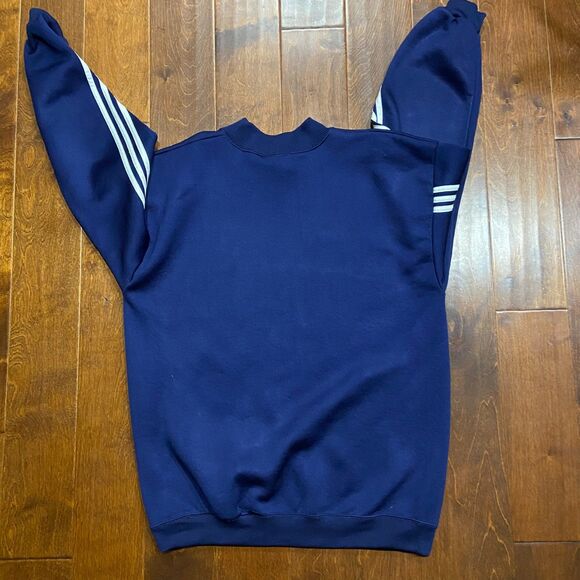 Adidas Vintage 90s 3 Stripe Navy Blue White Crewneck Sweatshirt Mens Size Medium - Picture 5 of 9